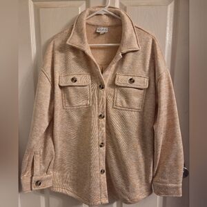Wonderly Heathered Light Tan Fleece Shacket